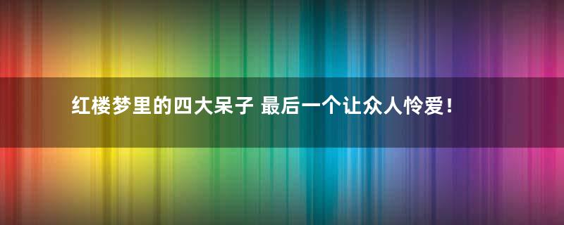 红楼梦里的四大呆子 最后一个让众人怜爱！